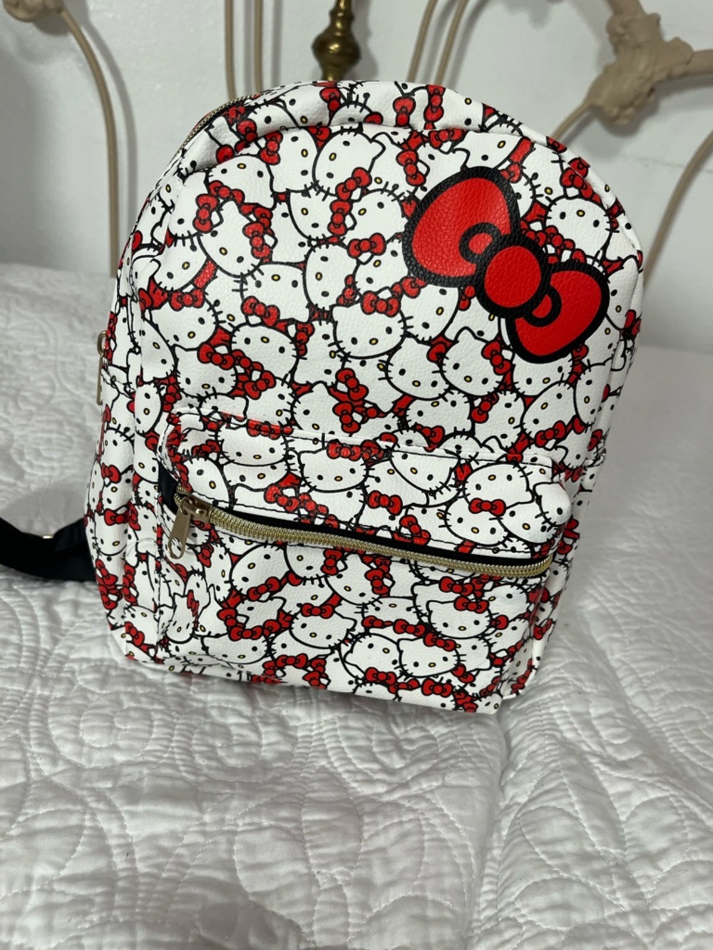 Hello Kitty White Backpack with Red Bow Accents